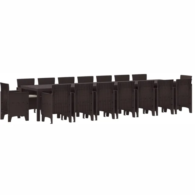vidaXL Tuin Eettafelset met kussens 17 st Bruin PP