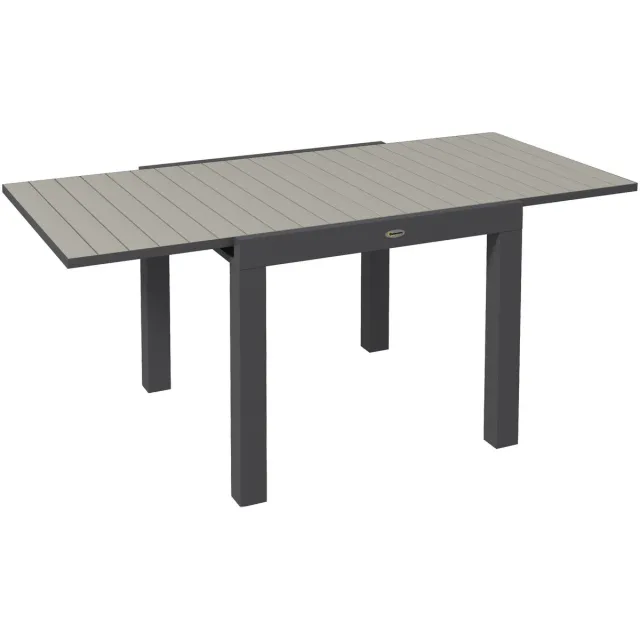 Outsunny tuintafel aluminium uitschuifbaar lattenrost - Buitentafel - Terrastafel - Grijs Grau