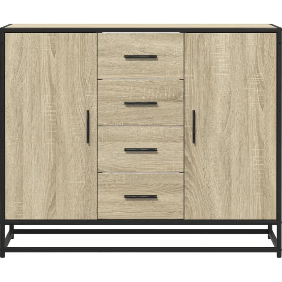 vidaXL Dressoir 92x35x76 cm bewerkt hout sonoma eikenkleurig, foto 4