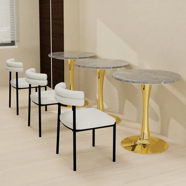 DESMIU Bijzettafel - Strak Rond Ontwerp Met Marmerlook Blad - Voor Woonkamer, Eetkamer En Lounge - Kunstmarmer - Goud - 27,6 Inch
