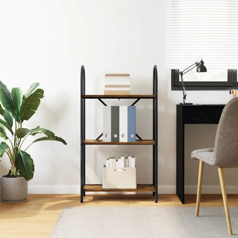vidaXL Boekenkast 3-laags 60 x 30 x 109 cm Bewerkt hout Gerookt eiken, foto 4