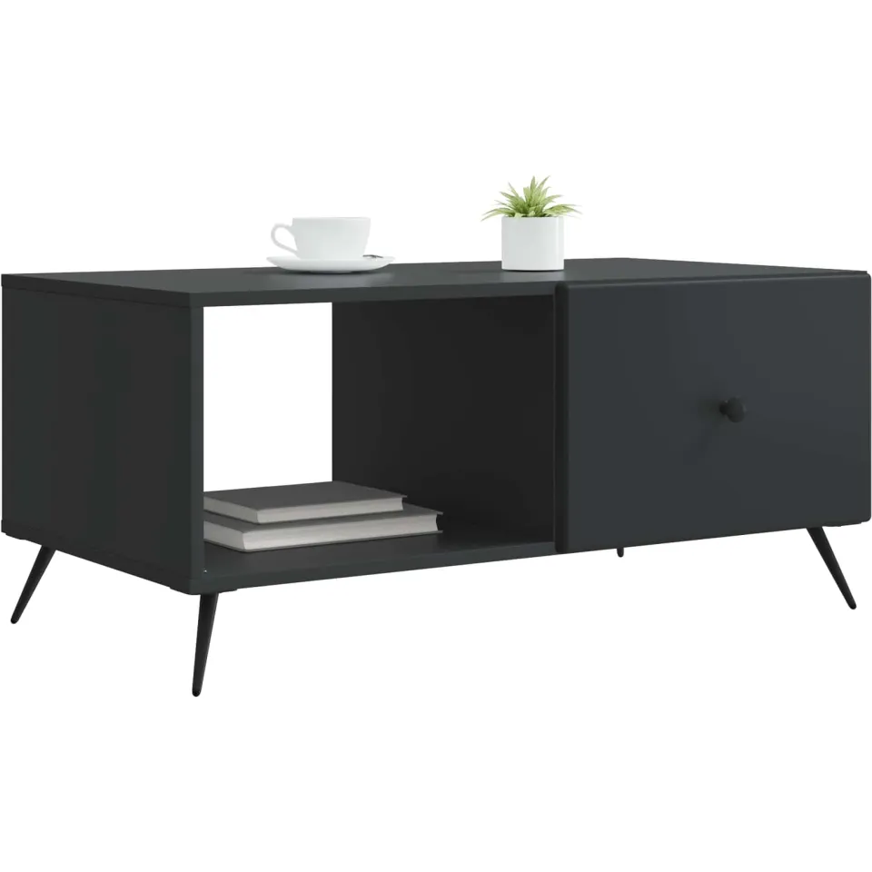 vidaXL Salontafel Zwart 90 x 50 x 40 cm Bewerkt hout