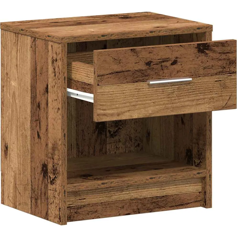 vidaXL Nachtkastjes 2 st met lade 39x28x41 cm oud houtkleurig bruin, foto 4