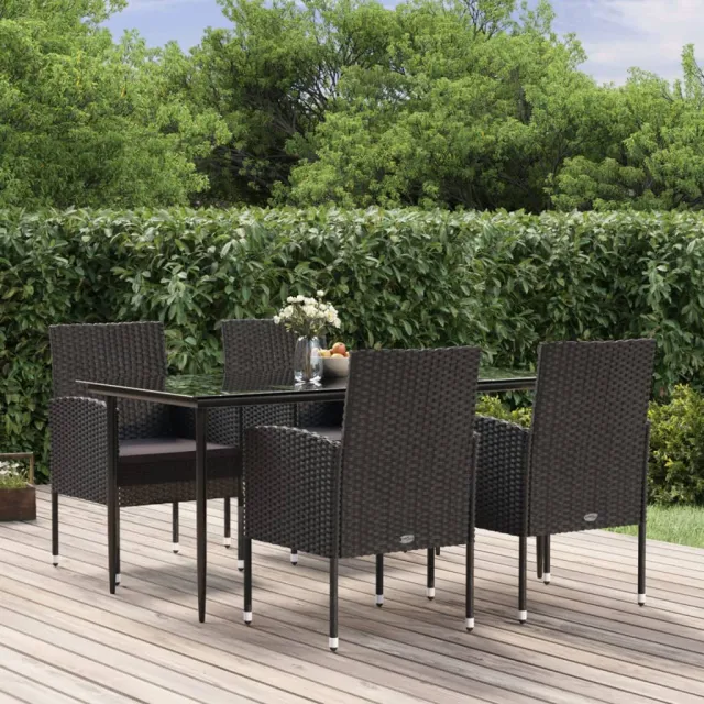 vidaXL 5-delige Tuinset met kussens poly rattan zwart, foto 2