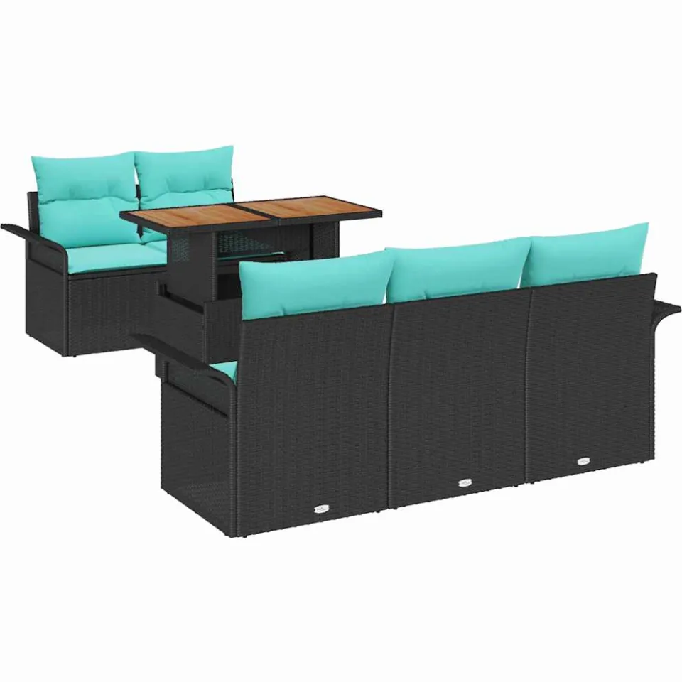 vidaXL Tuin Sofa Set 6 st Zwart Poly riet