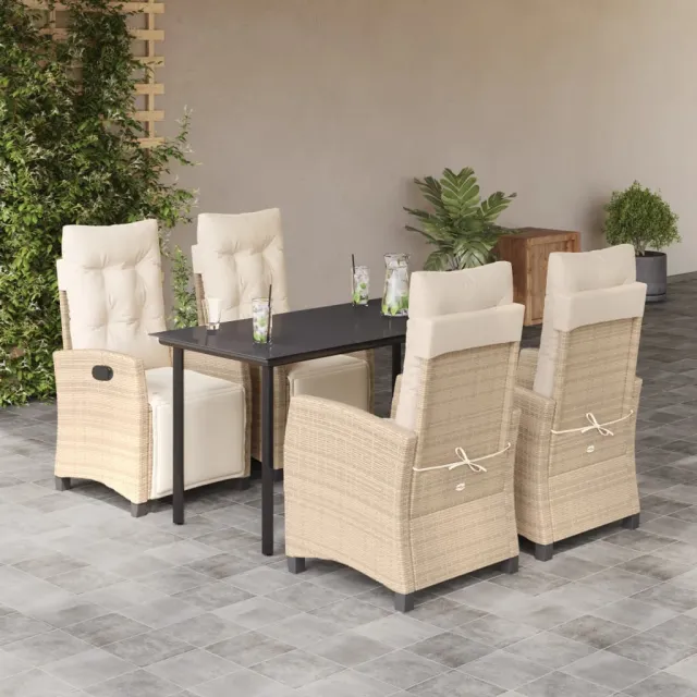 vidaXL 5-delige Tuinset met kussens poly rattan beige, foto 2