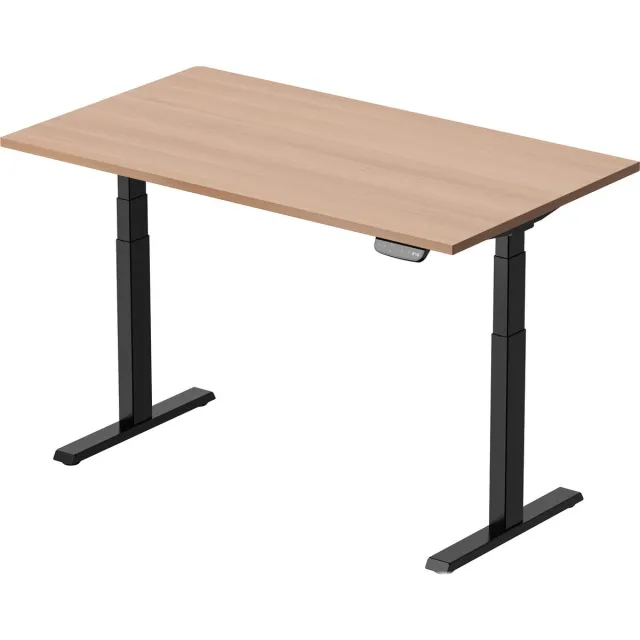 Douxe Zit Sta Bureau Elektrisch 120 x 80 cm - In Hoogte Verstelbaar Bureau - Geheugenstanden - Zwart/Eiken - ProFlex