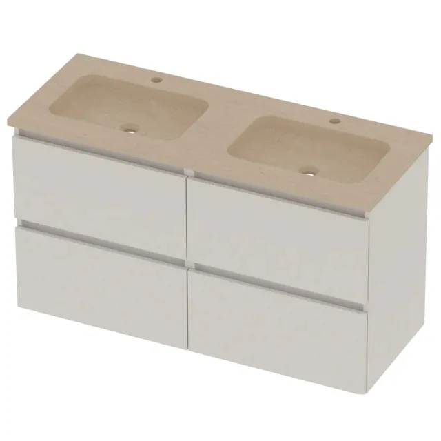 Basic-Line Rocky 46 Badmeubelset Hardsteen 120x46x62 cm R46sschw2x602 Ice White Sand Stone Beige
