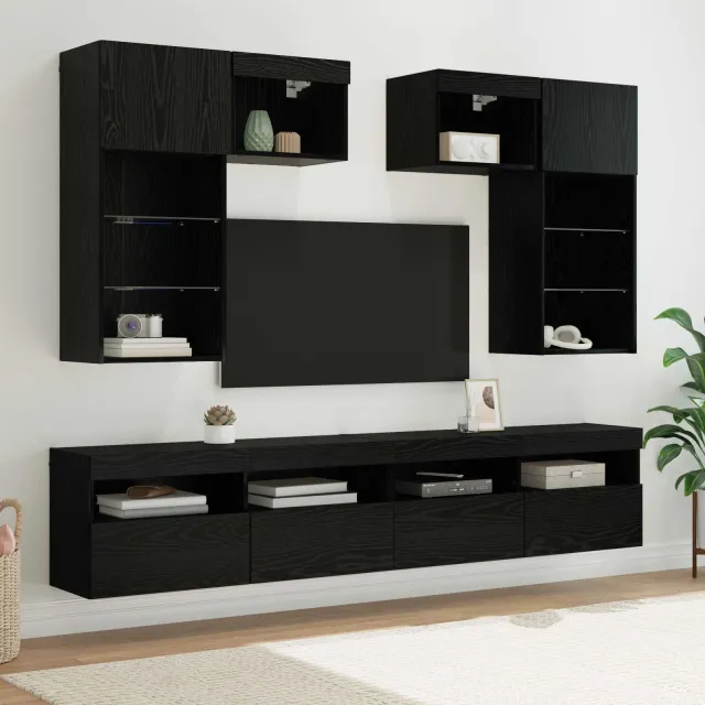 vidaXL TV Wandmeubels 6 st 100 x 30 x 40 cm Artisan Eiken Zwart