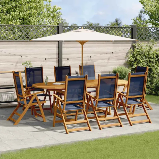 vidaXL 9-delige Tuinset massief acaciahout en textileen bruin, foto 2