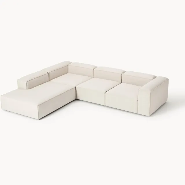 Westwing Collection XL modulaire hoekbank Lennon van linnenmix (4-zits) Beige