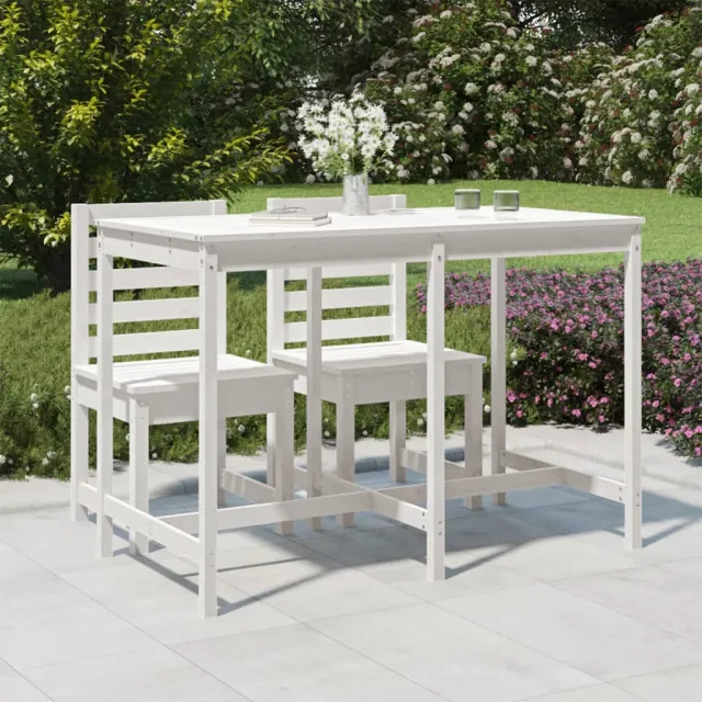 vidaXL Tuintafel 159,5x82,5x110 cm massief grenenhout wit, foto 2