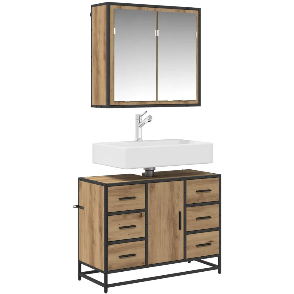 vidaXL Badkamermeubelset 2 st Artisan Eiken 80 x 33 x 60 cm Bruin