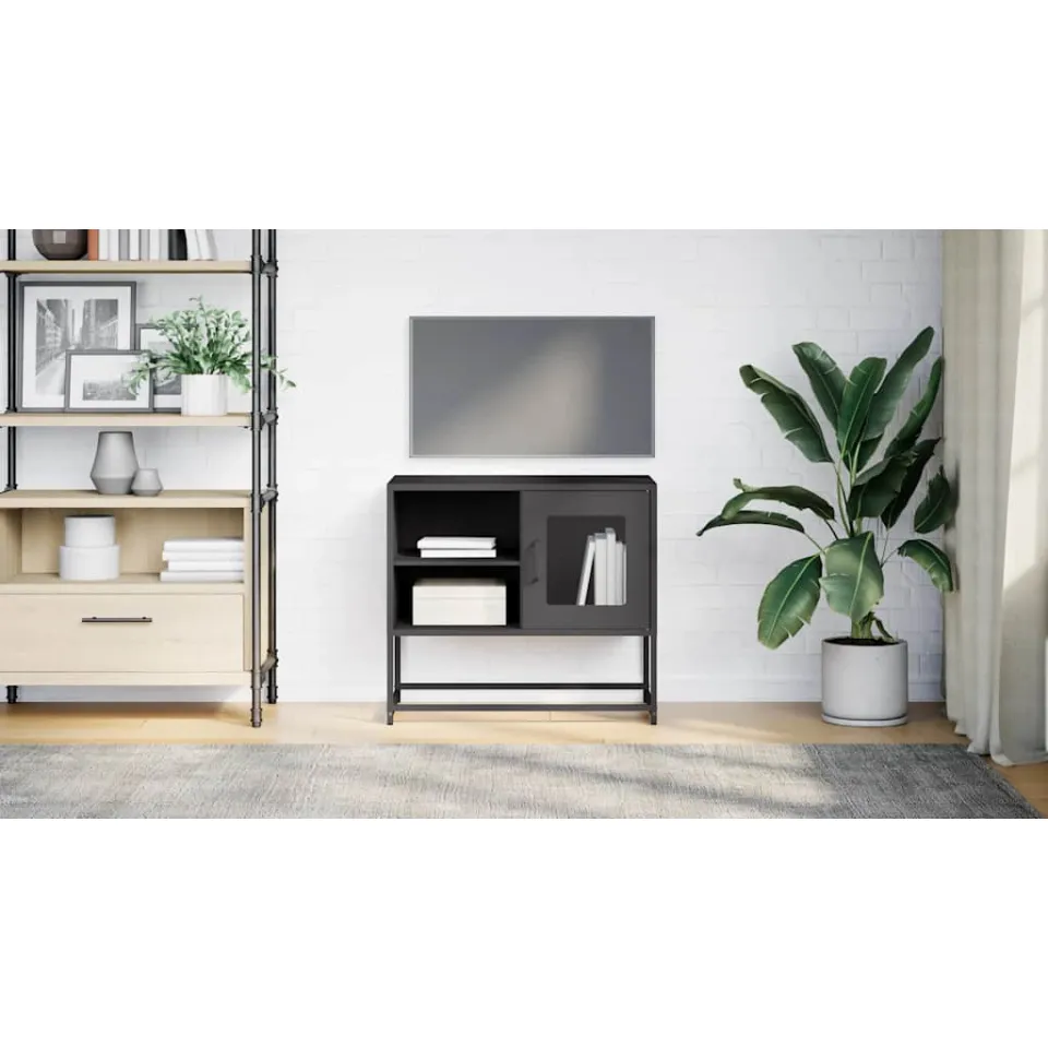 vidaXL Tv-meubel 68x39x60,5 cm staal zwart, foto 2