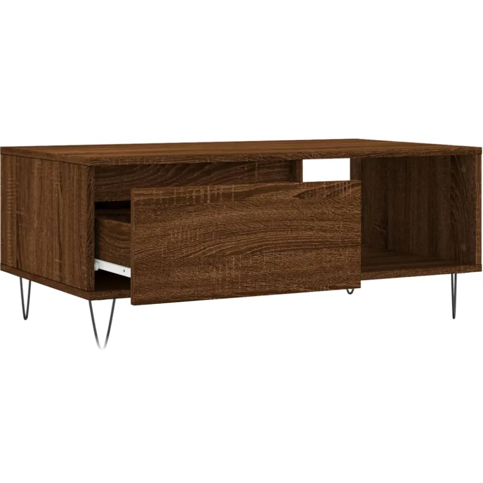 vidaXL Salontafel 90x50x36,5 cm bewerkt hout bruin eikenkleur