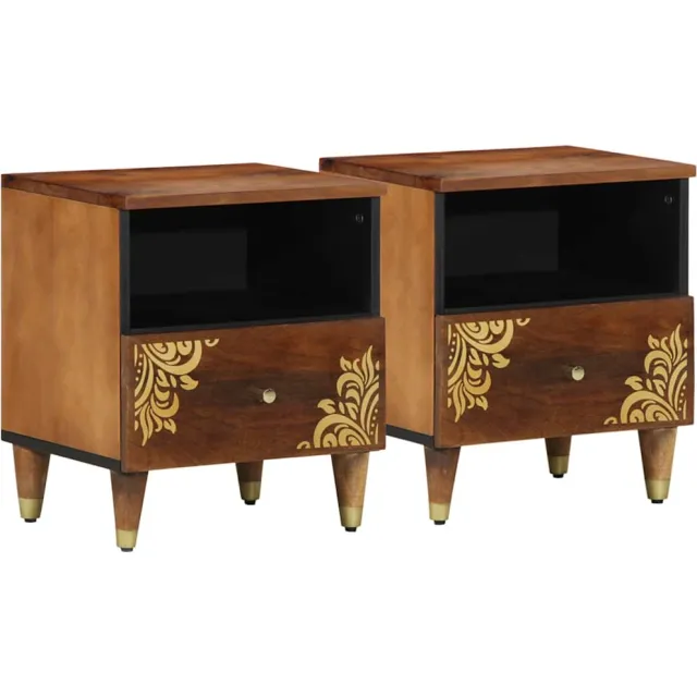vidaXL Nachtkastje 2 st Honingbruin 40 x 33 x 46 cm Massief Mango Hout bruin