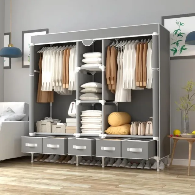 Imperatoris Eenvoudige Kledingkast van Stof – Opbouwbare Stoffen Kledingkast voor Slaapkamer – Lichtgewicht en Praktisch Opbergsysteem Grey