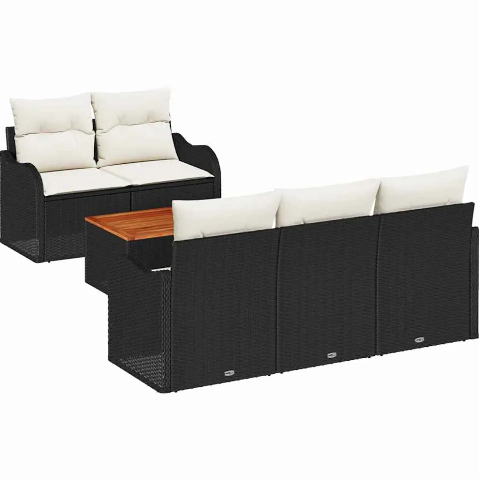 vidaXL Tuinbankenset 6 st Zwart poly rattan, foto 4