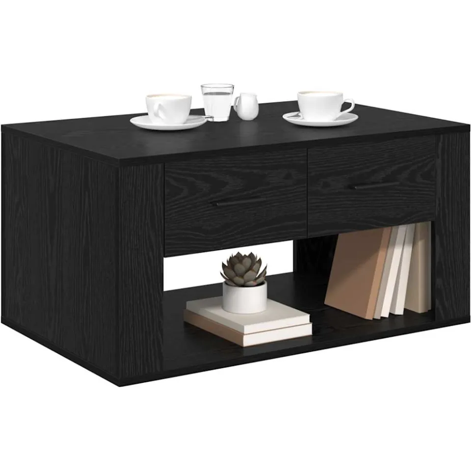 vidaXL Salontafel Zwart Eiken 80 x 50 x 40 cm Bewerkt hout