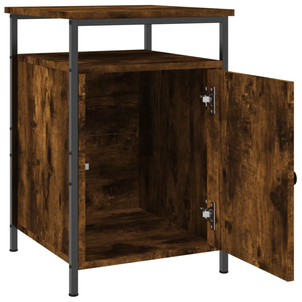 vidaXL Nachtkastje 40x42x60 cm bewerkt hout gerookt eikenkleurig Bruin