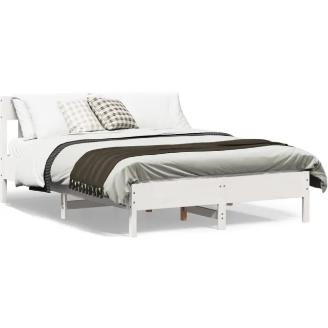 vidaXL Bedframe zonder matras massief grenenhout wit 150x200 cm