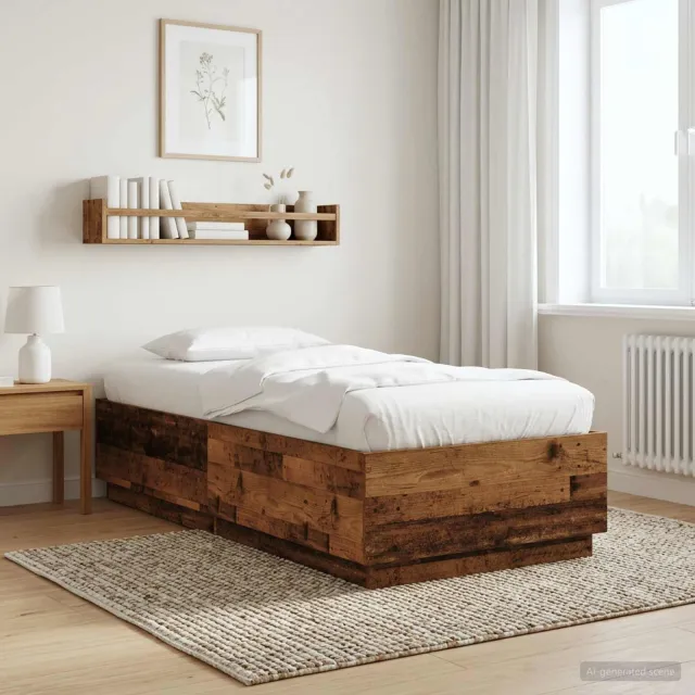 vidaXL Bedframe Oud hout 80 x 200 cm Bewerkt hout Bruin