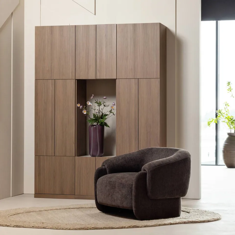 WOOOD Moru Fauteuil - Chenille - Donkerbruin - 83x90x71, foto 6