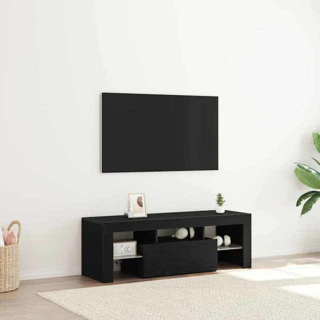 vidaXL TV-kast 120 x 35 x 40 cm Zwart Eiken Bewerkt hout, foto 2