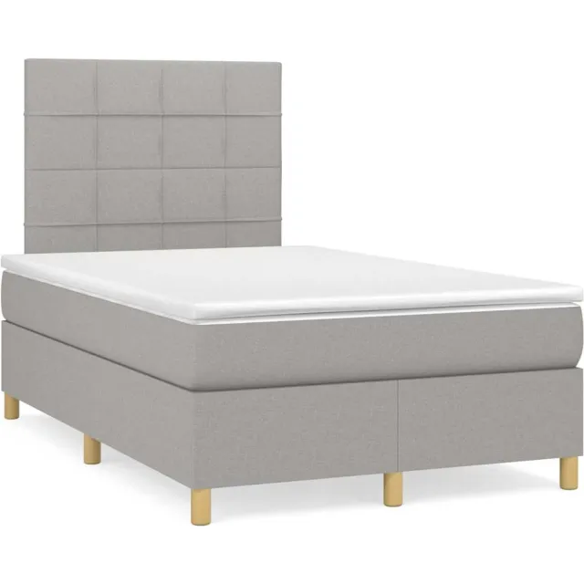 vidaXL Boxspring met matras stof lichtgrijs 120x190 cm grijs