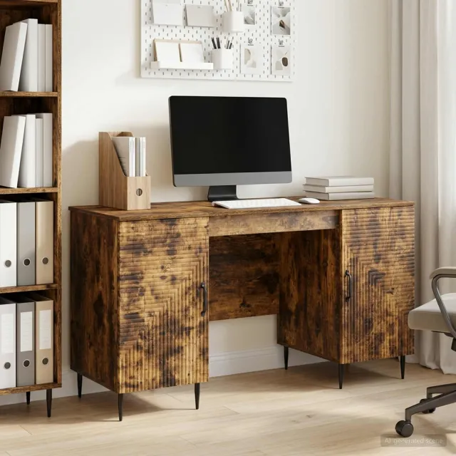 vidaXL Bureau Gerookt eiken 142,5 x 50 x 75 cm Bewerkt hout