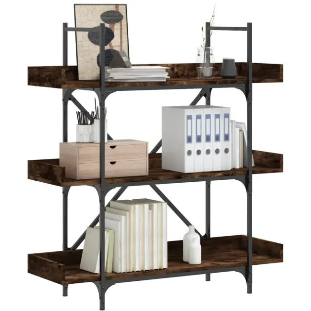 vidaXL Boekenkast 3-laags 100x33x108,5 cm bewerkt hout gerookt eiken Bruin