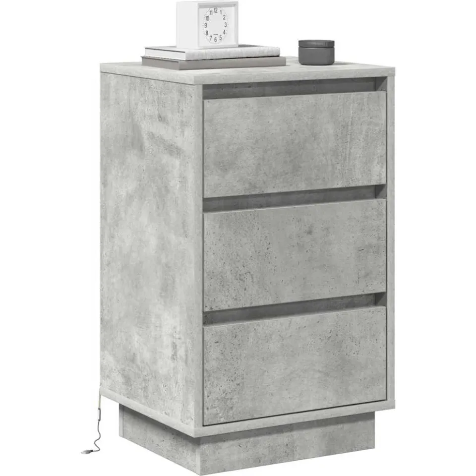 vidaXL Nachtkastje Beton Grijs 39 x 34,5 x 65 cm Bewerkt hout