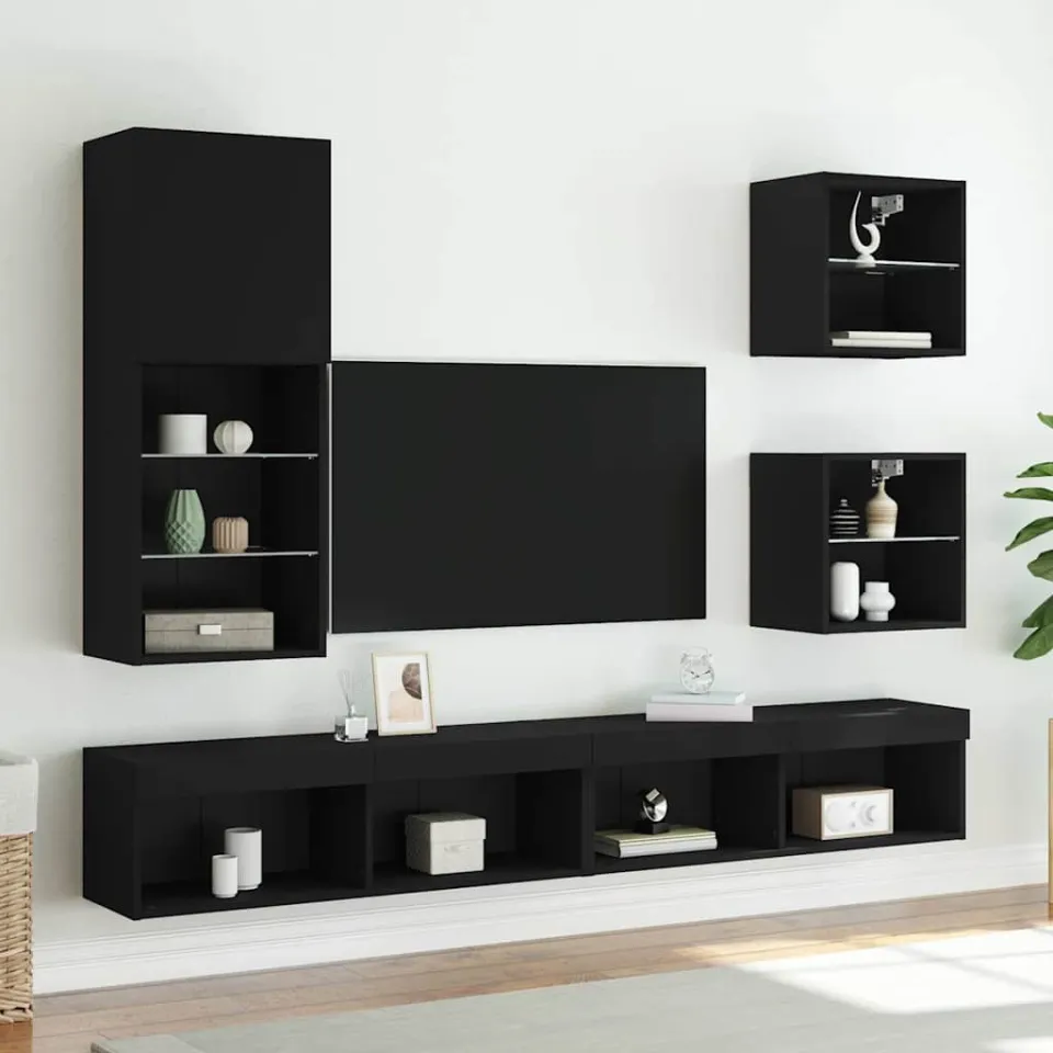 vidaXL Tv-meubel met LED-verlichting 40,5x30x102 cm zwart, foto 3