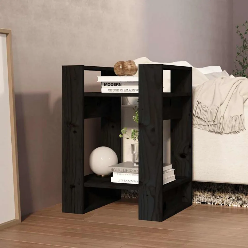 vidaXL Boekenkast/kamerscherm 41x35x57 cm massief grenenhout zwart, foto 3
