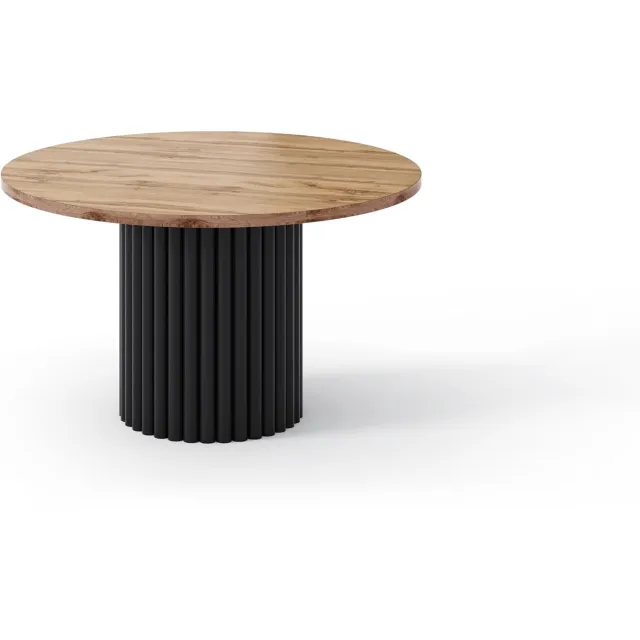 Margaret Hadas24 Sabina Ronde Salontafel - met Geribbelde Voet - 67 x 42 cm - Wotan / Zwart Wotan-Zwart