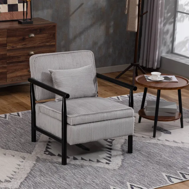 MODENUIT Fauteuil 83 x 66 x 73 cm - Met Lendenkussen - Woonkamer - Hout En Fluweel - Lichtgrijs
