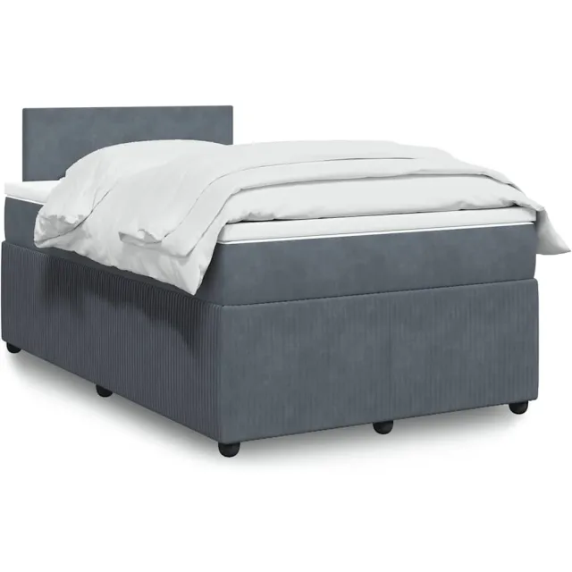 vidaXL Boxspring met matras fluweel donkergrijs 120x190 cm grijs