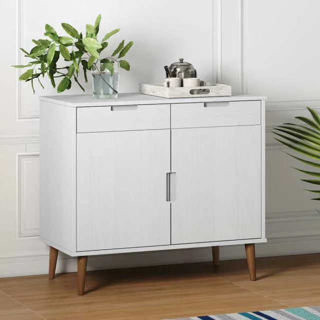vidaXL Dressoir MOLDE 90x40x80 cm massief grenenhout wit, foto 2