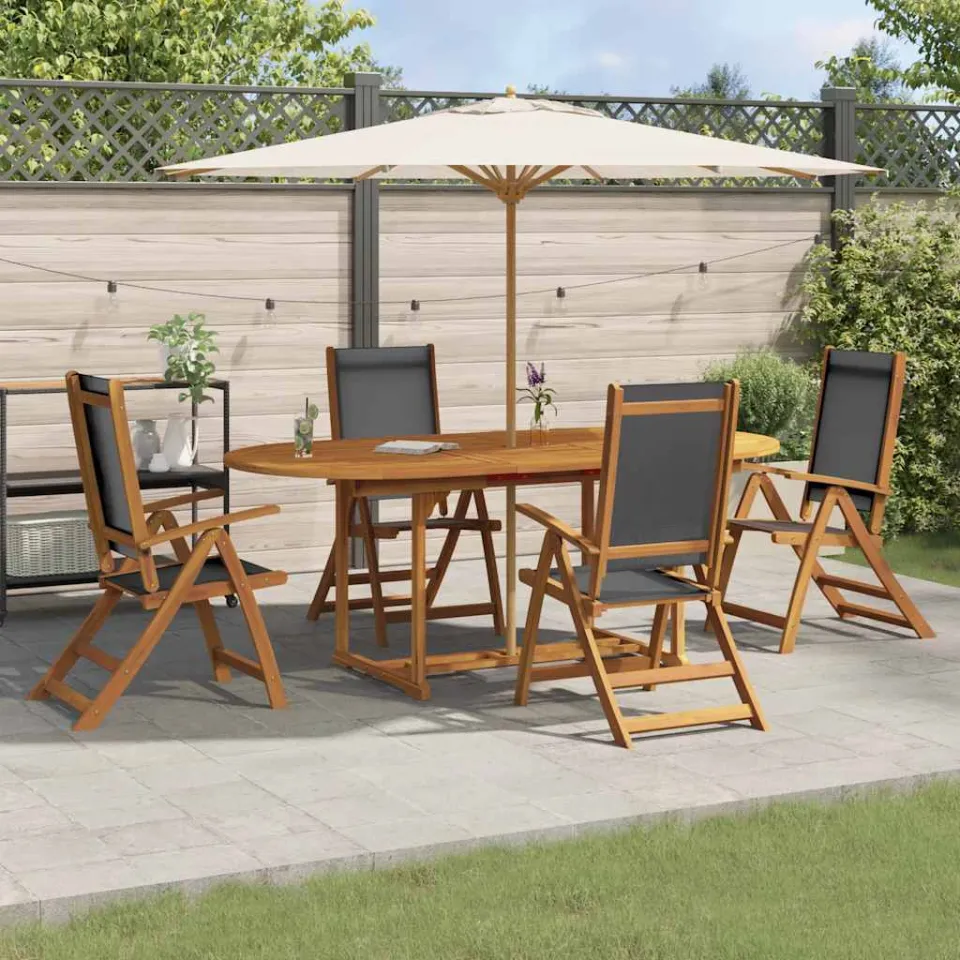 vidaXL 5-delige Tuinset massief acaciahout en textileen bruin, foto 2