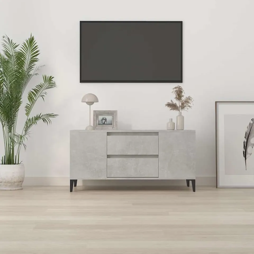 vidaXL Tv-meubel 102x44,5x50 cm bewerkt hout betongrijs grijs, foto 3