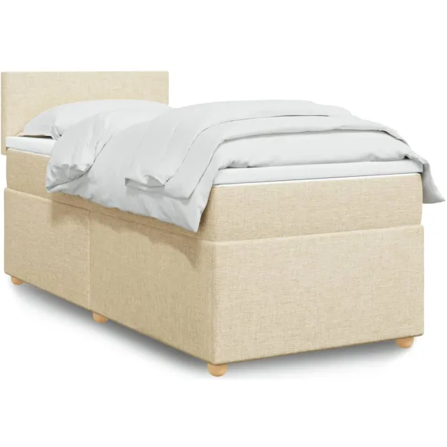 vidaXL Boxspring met matras stof crèmekleurig 90x200 cm