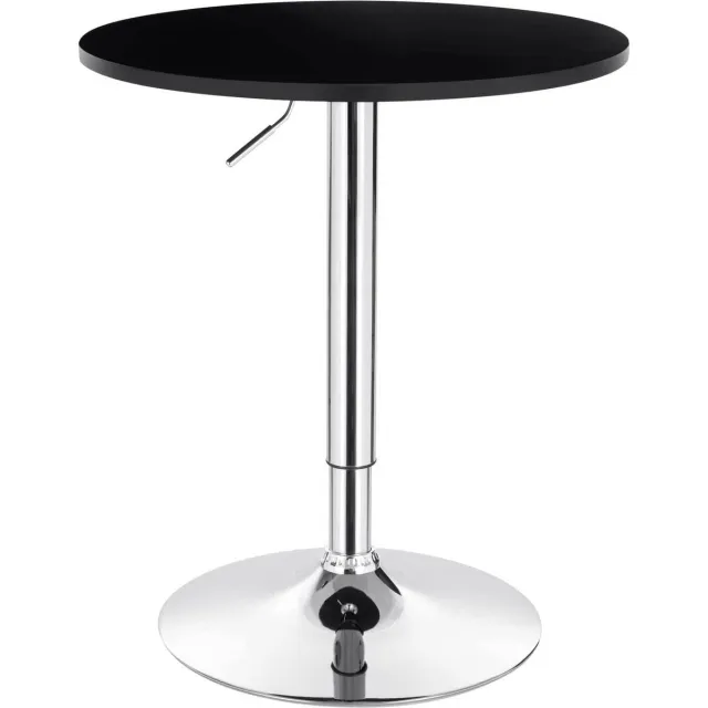 Bolt Edge Ronde Bartafel - Zwart Hout en Metaal - Verstelbare Hoogte 68-88cm - Voor Keuken en Binnengebruik - 60x60cm