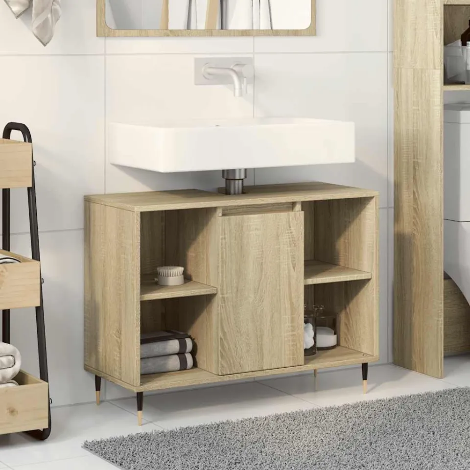 vidaXL Badkamerkast 80x33x60 cm bewerkt hout sonoma eikenkleurig, foto 2