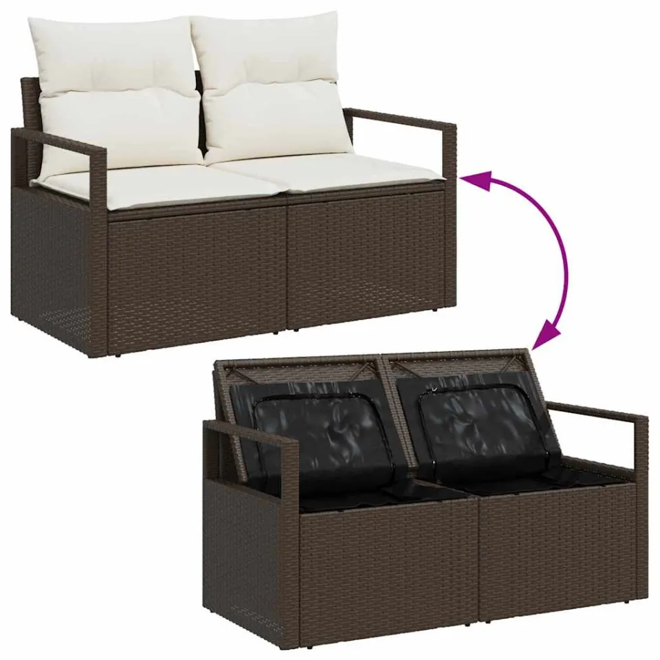 vidaXL Tuin Sofa Set 9 st Bruin Poly riet, foto 4