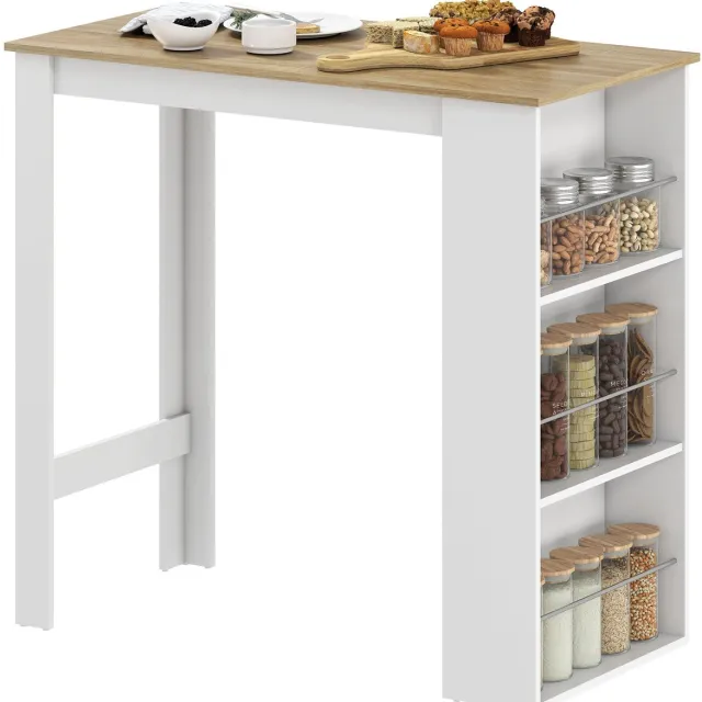 Homcom bartafel - spaanplaat - 112x57x106cm - wit