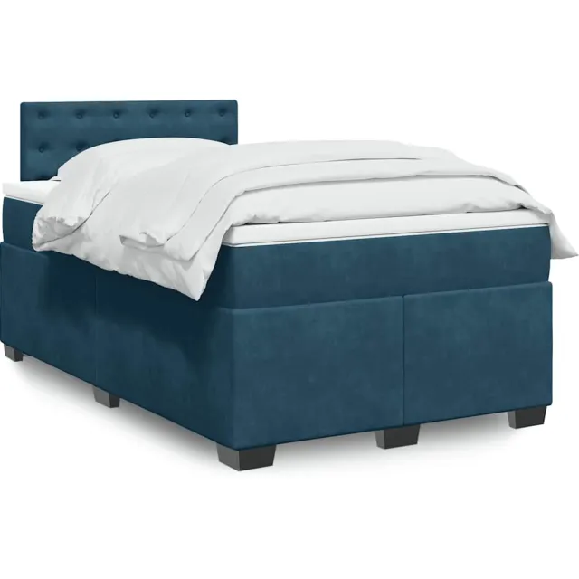 vidaXL Boxspring met matras fluweel donkerblauw 120x200 cm blauw