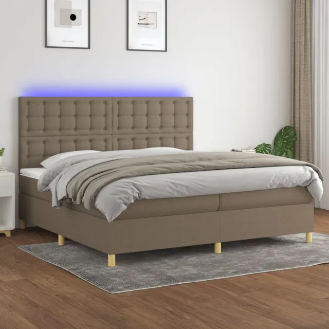 vidaXL Boxspring met matras en LED stof taupe 200x200 cm