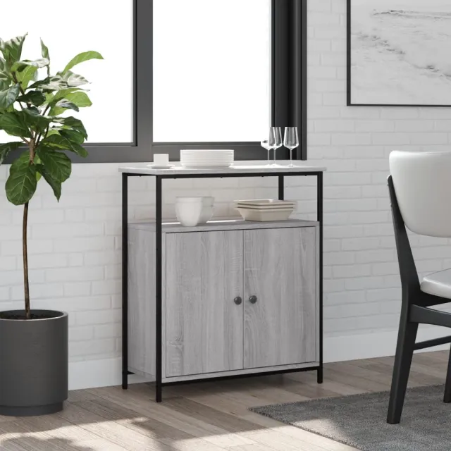 vidaXL Dressoir 70x30x80 cm bewerkt hout grijs sonoma, foto 2
