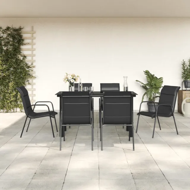 vidaXL 7-delige Tuinset textileen en staal zwart, foto 2