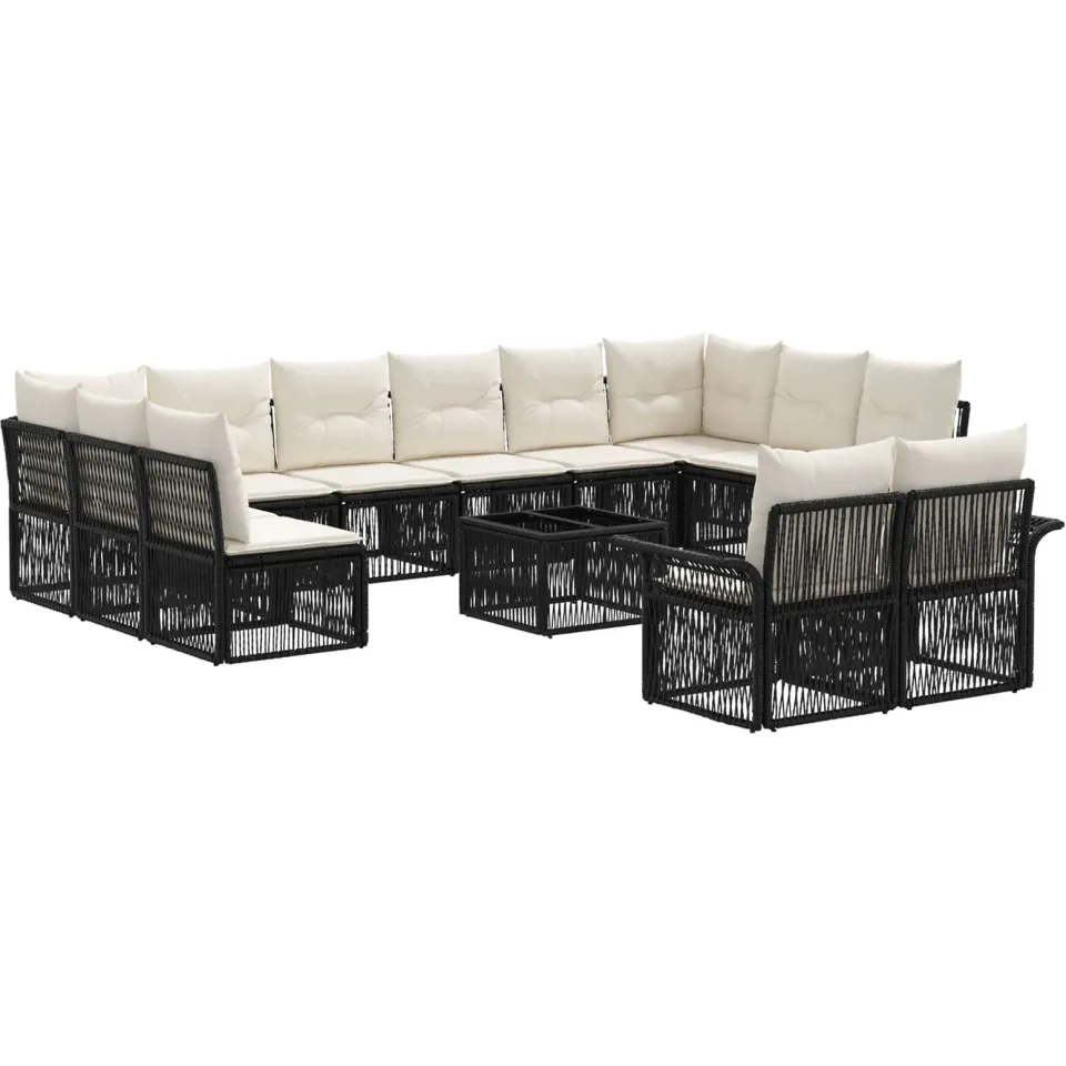 vidaXL Tuinbankenset 13 st Zwart poly rattan, foto 3
